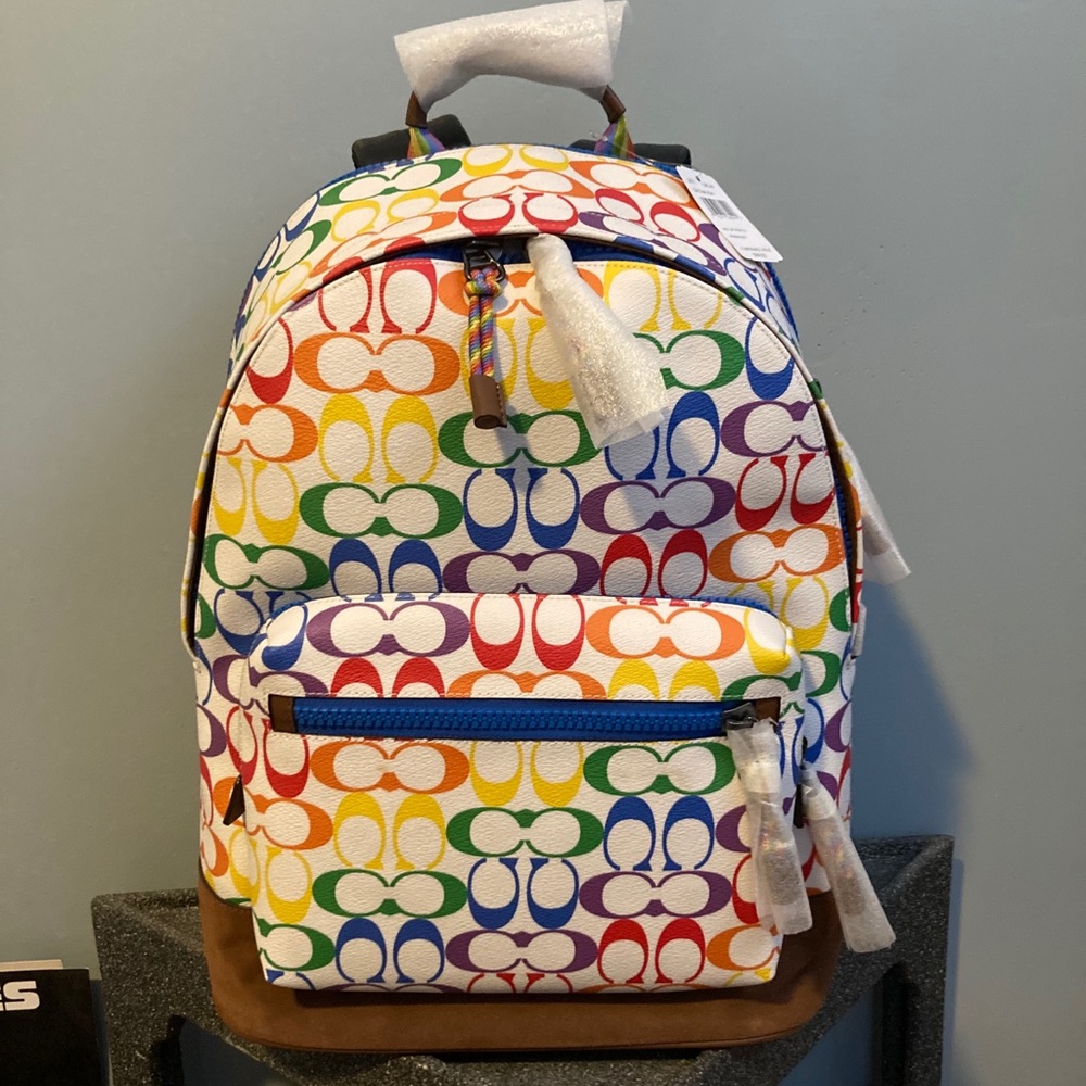 Coach Backpack Rainbow Signature Print